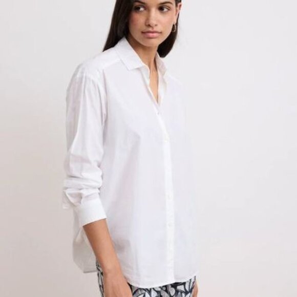 Escada Sport Blouse Oxford Classic Cotton Button Up White Collared Top L - Picture 1 of 9